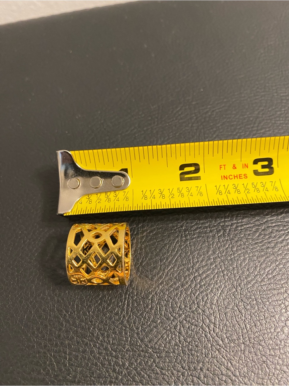 Tory Burch Gold Openwork Logo Dome Ring, scarf ring, or pendant - Picture 6 of 9